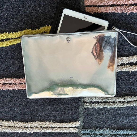 Lululemon Silver Metallic Paddled Tablet Sleeve with Wristlet Strap - Picture 2 of 7